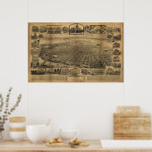 サクラメントカリフォルニアアンティークパノラママップ ポスター (キッチン)