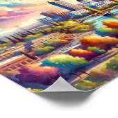 サクラメントカリフォルニアトラベル水彩 ポスター (角)