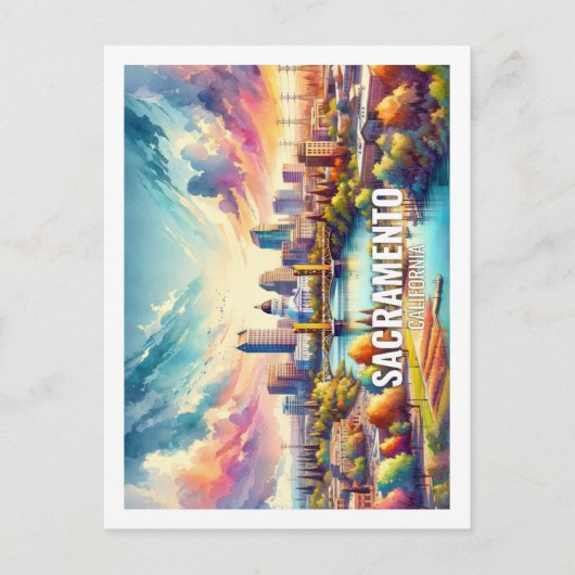 サクラメントカリフォルニア有名な旅行水の色 ポストカード (正面)