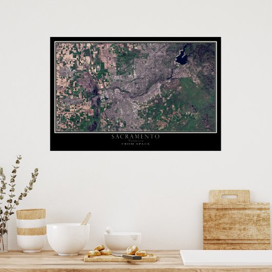 サクラメントカリフォルニア衛星ポスターマップ ポスター (キッチン)