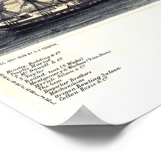 サクラメントカリフォルニア1850ヴィンテージポスター ポスター (角)