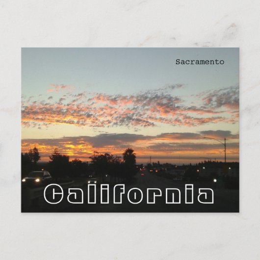 サクラメントカリフォルニア – 夕べ交通 ポストカード (正面)