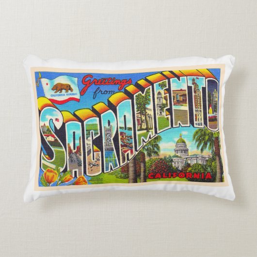 サクラメントカリフォルニアCAラージレター アクセントクッション (正面)