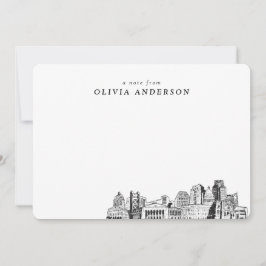 サクラメントスカイラインスケッチパーソナライズされたノートカード ノートカード