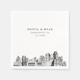 サクラメントスカイライン結婚ズ紙カクテルナプキン スタンダードカクテルナプキン