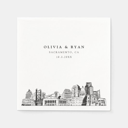 サクラメントスカイライン結婚ズ紙カクテルナプキン スタンダードカクテルナプキン (正面)
