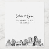 サクラメントモダンスケッチ結婚ズカスタム ワインラベル (シングルラベル)