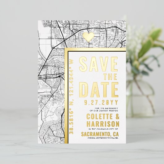 サクラメントラブロケーター |結婚式の日付の保存 箔招待状 (立ち正面)