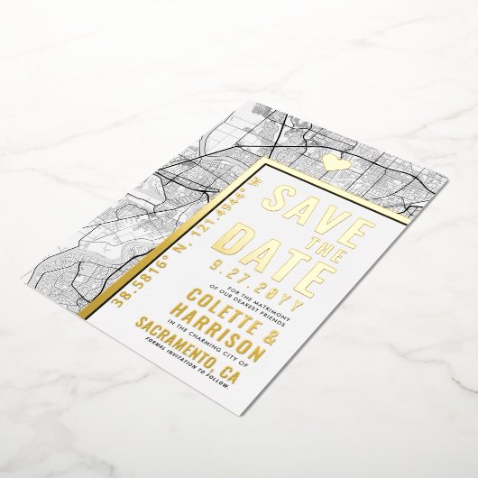 サクラメントラブロケーター |結婚式の日付の保存 箔招待状 (回転した状態)