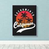 サクラメントレトロサンセットキャンバスプリント キャンバスプリント (インサイチュ (ウッドフロア))