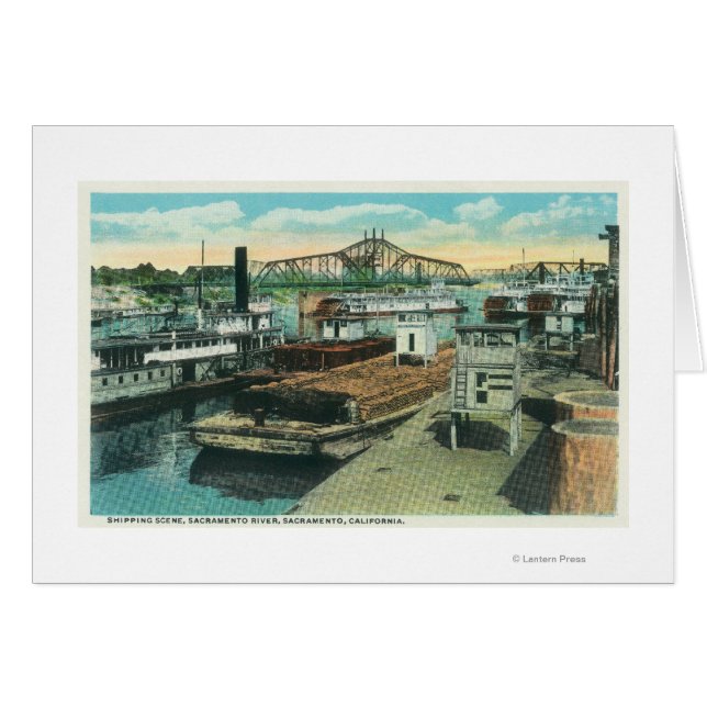 サクラメント川の港の海運シーン (正面横)