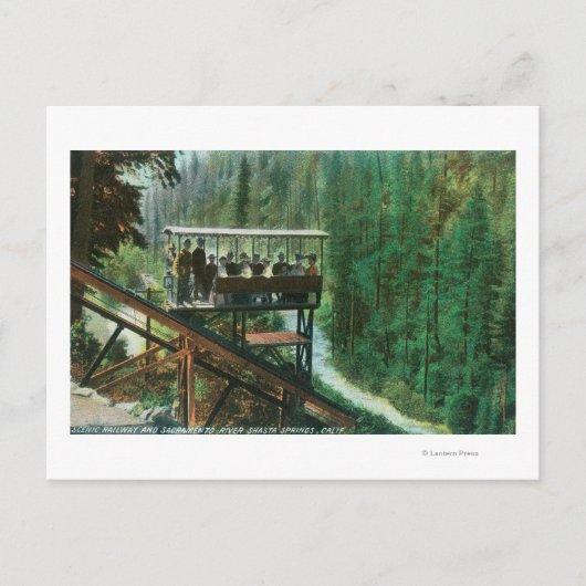 サクラメント川沿いの風光明媚な鉄道 ポストカード (正面)