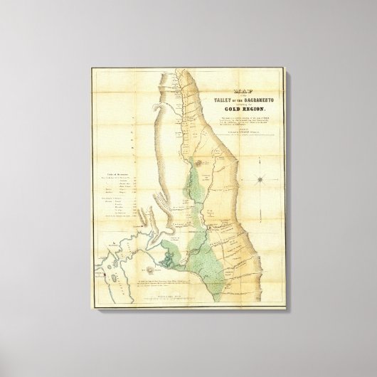 サクラメント渓谷の地図 キャンバスプリント (正面)