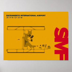 サクラメント空港(SMF)図表ポスター ポスター