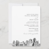 サクラメント結婚のスカイラインスケッチ招待状 招待状 (正面)