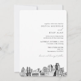 サクラメント結婚のスカイラインスケッチ招待状 招待状