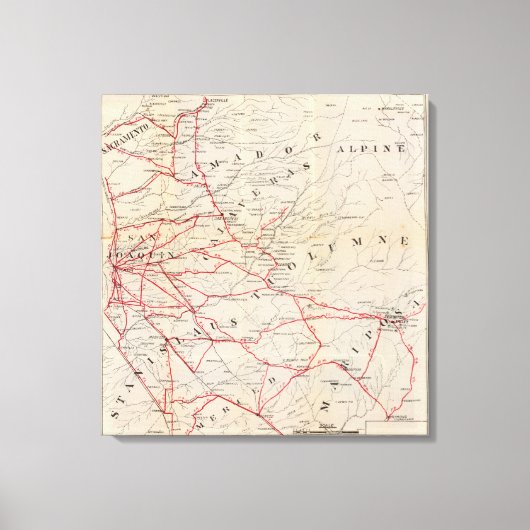 サクラメント、アマドール、カラベラス、サンホアキン キャンバスプリント (正面)