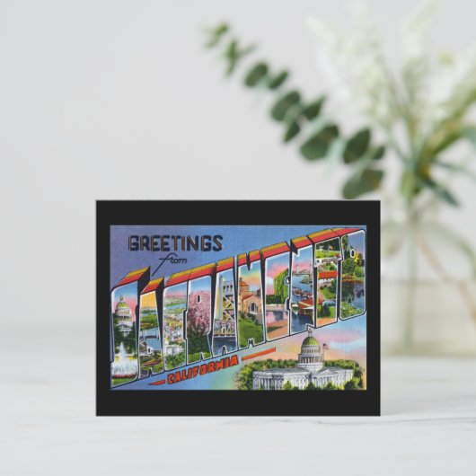 サクラメント・カリフォルニアからの挨拶 ポストカード (スタンド正面)