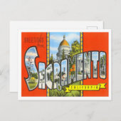 サクラメント，カリフォルニアヴィンテージビッグレターズポストカー ポストカード (正面/裏面)