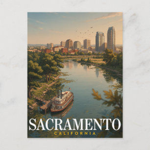 サクラメント カリフォルニア 風景 川 空 景色 アート ポストカード