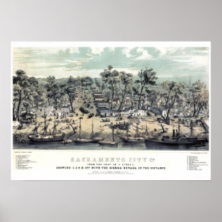サクラメント カリフォルニア 1850 ヴィンテージ ポスター