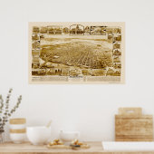 サクラメント、CAパノラママップ – 1890年代 ポスター (キッチン)