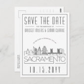 サクラメ結婚ント |スタイル設定されたスカイライン日付を保存 ポストカード (正面/裏面)