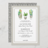 サク素朴タスアートの黒い白いタイルの多汁 招待状 (正面/裏面)