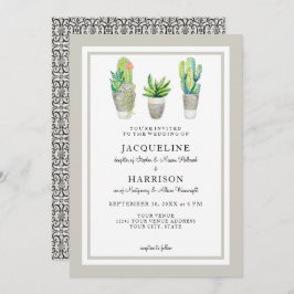 サク素朴タスアートの黒い白いタイルの多汁 招待状