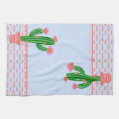 サグアロのサボテン、ばら色および淡いブルーの珊瑚 キッチンタオル (横)