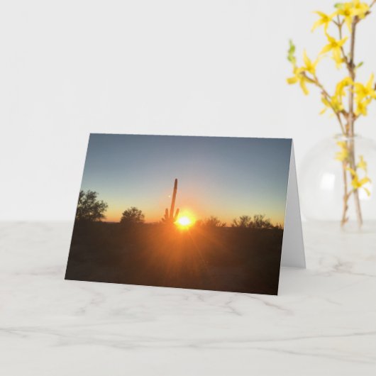 サグアロの日没の悔やみや弔慰カード カード (黄色い花)