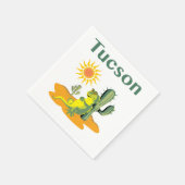 サグアーロの下のトゥーソン・アリゾナ・リザード スタンダードカクテルナプキン (角)