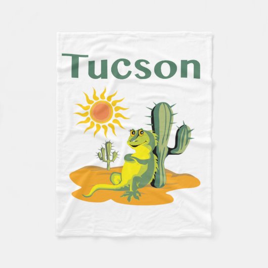 サグアーロの下のトゥーソン・アリゾナ・リザード フリースブランケット (正面)