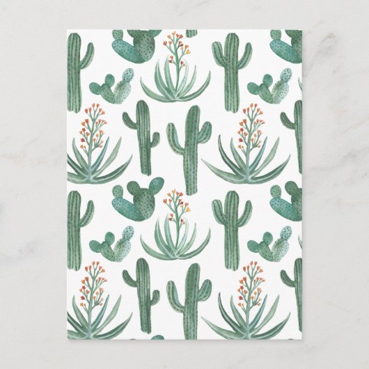 サグアーロカクタスアロエウォーターカラーパターシンプルンシック ポストカード (正面)