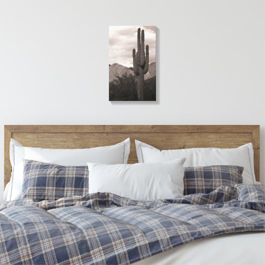 サグアーロカクタスソノランデザートB&Wフォトアートプリント キャンバスプリント (インサイチュ (寝室))