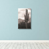 サグアーロカクタスソノランデザートB&Wフォトアートプリント キャンバスプリント (インサイチュ (ウッドフロア))