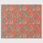 サグアーロカクタスデザートアロエプラントレッドクリスマスズホリデー ラッピングペーパー (フラット)