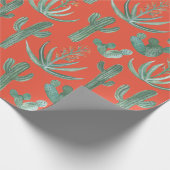 サグアーロカクタスデザートアロエプラントレッドクリスマスズホリデー ラッピングペーパー (角)