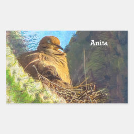 サグアーロカボスネストと喪に服すベビーハトの女性 長方形シール