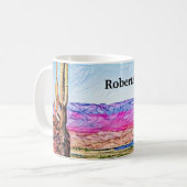 サグアーロサボサボサボサボサボサボサパープルマウンテンズブルーレイクアリゾナ コーヒーマグカップ (正面左)