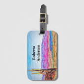 サグアーロサボサボサボサボサボサボサパープルマウンテンズブルーレイクアリゾナ ラゲッジタグ (正面縦)