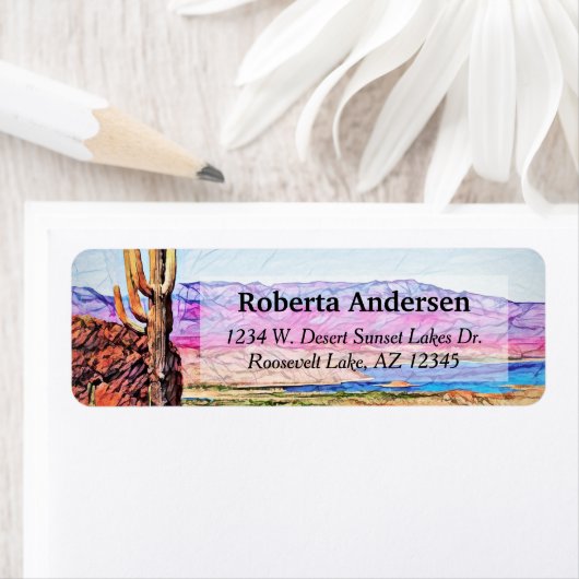 サグアーロサボサボサボサボサボサボサパープルマウンテンズブルーレイクアリゾナ ラベル (インサイチュ)