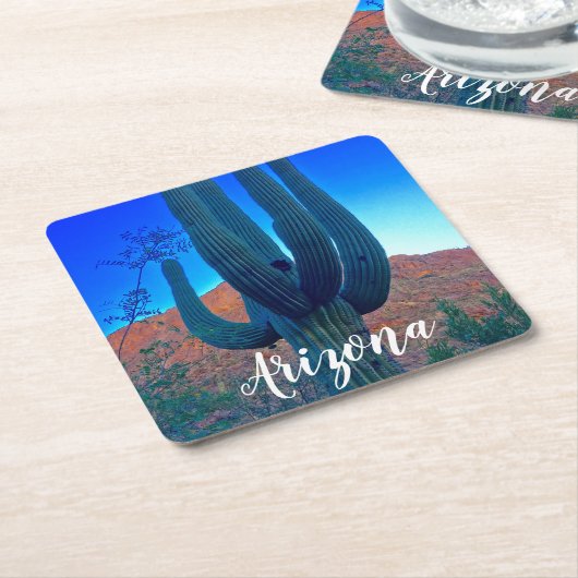 サグアーロサボスアリゾナ スクエアペーパーコースター (アングル)