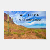 サグアーロサボスソノラン砂漠ブルースカイ雲 ドアマット (正面)