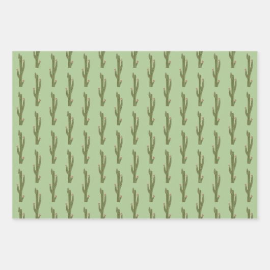 サグアーロサボス砂漠の植物ギフト任意の背景 ラッピングペーパーシート (正面)