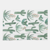 サグアーロサボス砂漠アロエパターンウォーターの色 キッチンタオル (横)