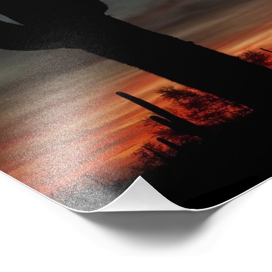 サグアーロサボテンとソノラン砂漠サンセットアリゾナ フォトプリント            (角)