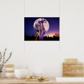 サグアーロサボテンの満月 ポスター (キッチン)