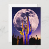 サグアーロサボテンの満月 ポストカード (正面/裏面)