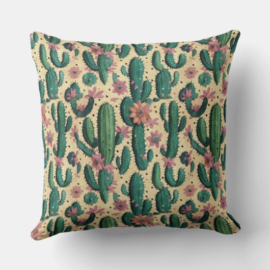 サグアーロサボテン南西部シームレスパターン クッション (裏面)